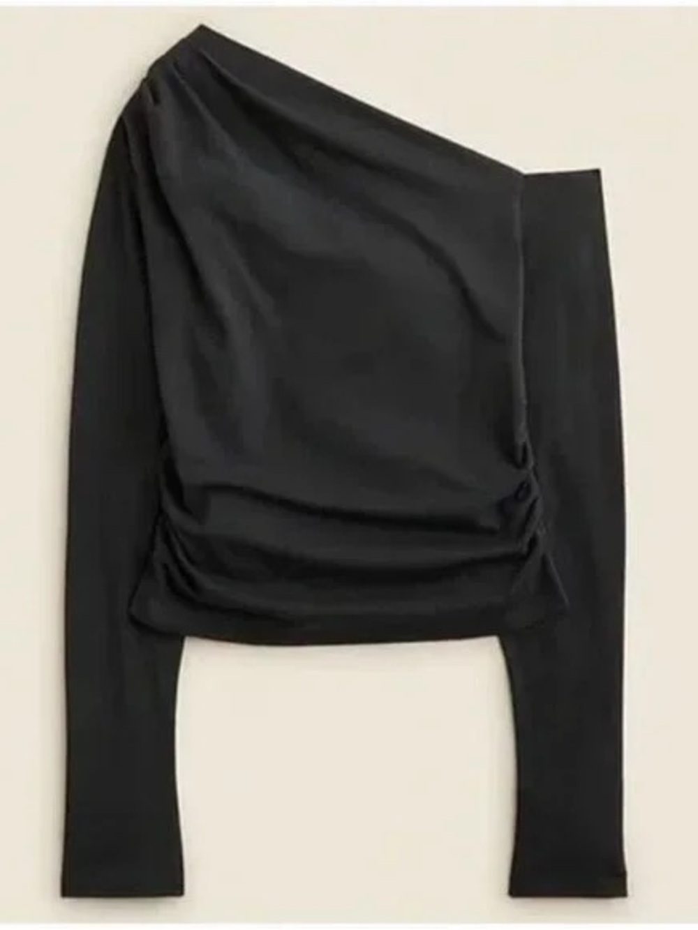 🆕 J. Crew Asymmetrical Off-The-Shoulder Top Stretch Cotton Blend Black NWOT